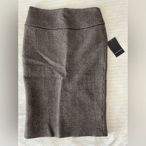 NWT Zara Basic Brown & Black Wool Tweed Pencil Skirt Size M